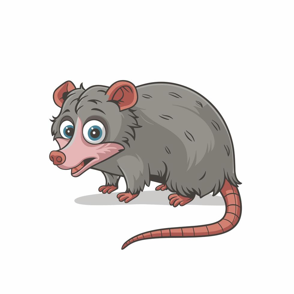 Cute cartoon opossum isolated on a white background. illustration vector