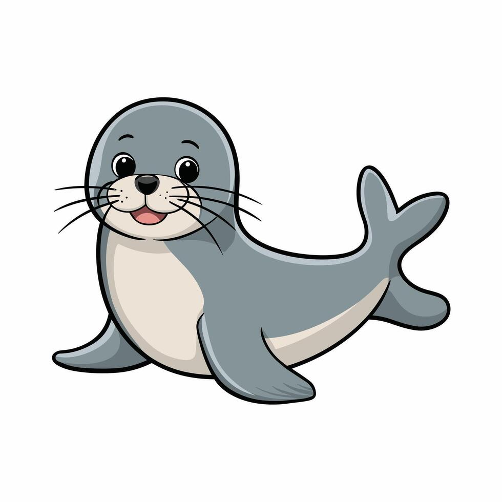 Cute seal cartoon animal design flat illustration isolated on white background vector