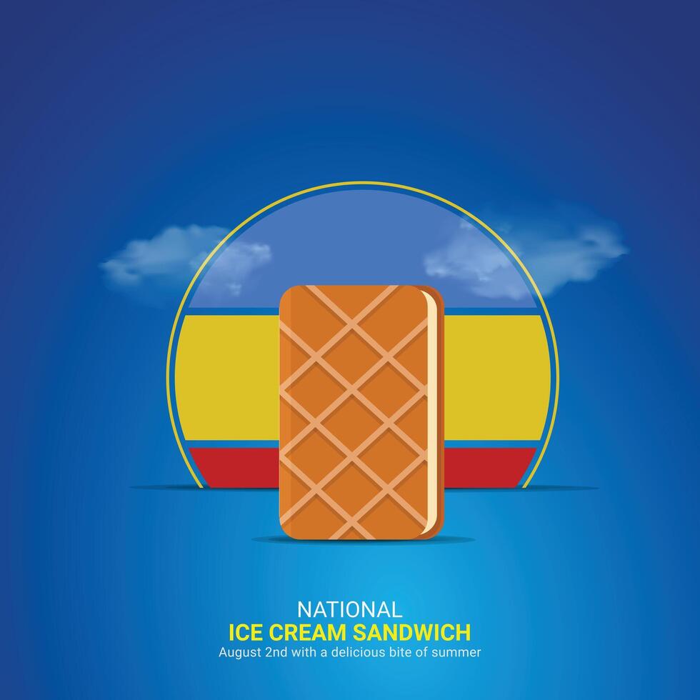 national ice cream sandwich day Design. ice cream sandwich icon isolated on Template for background. ice cream sandwichs creative ads Poster, August 2. Important day vector