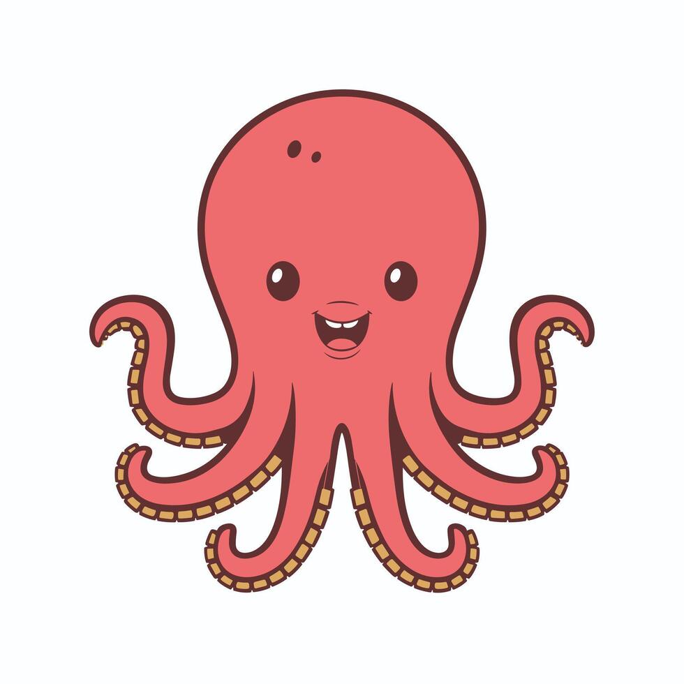 Octopus Cartoon Character Illustration Isolated on White Background vector