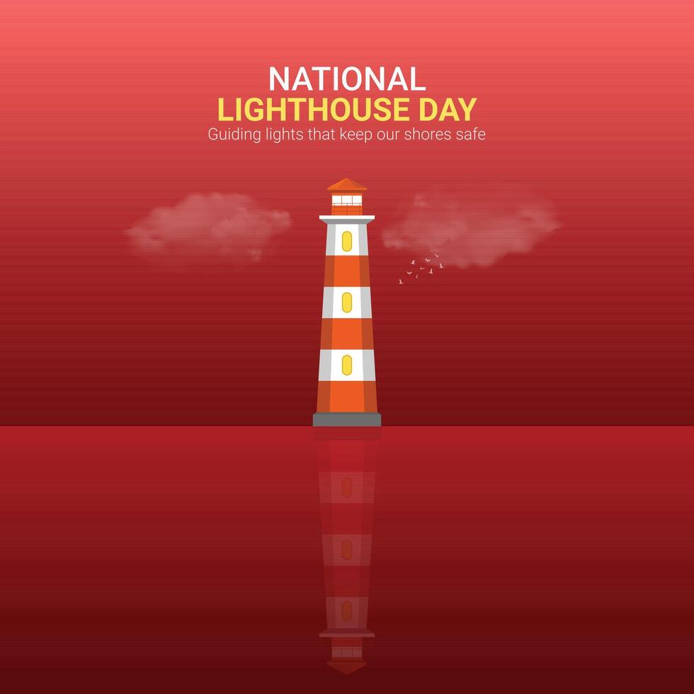 National Lighthouse Day creative ads design. Lighthouse Day element isolated on Template for background. Lighthouse Day Poster, , illustration, August 7. Important day vector