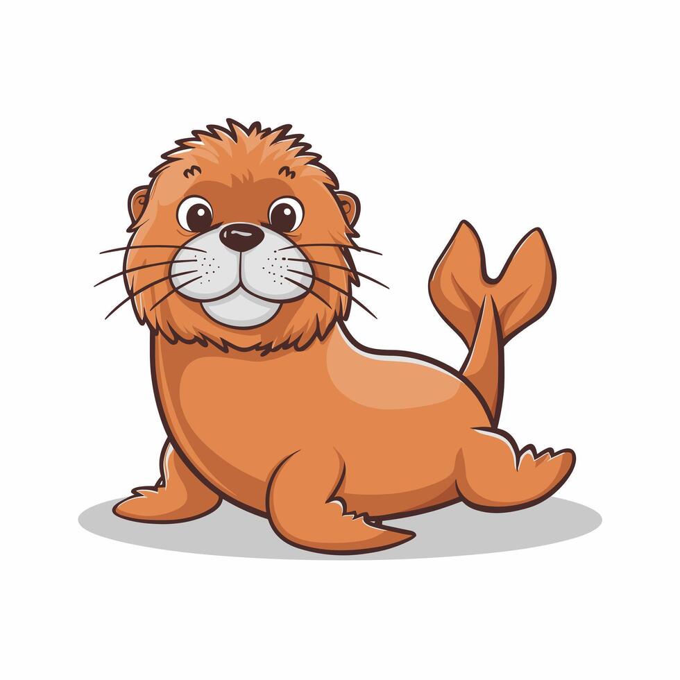 Cute seal cartoon animal design flat illustration isolated on white background vector