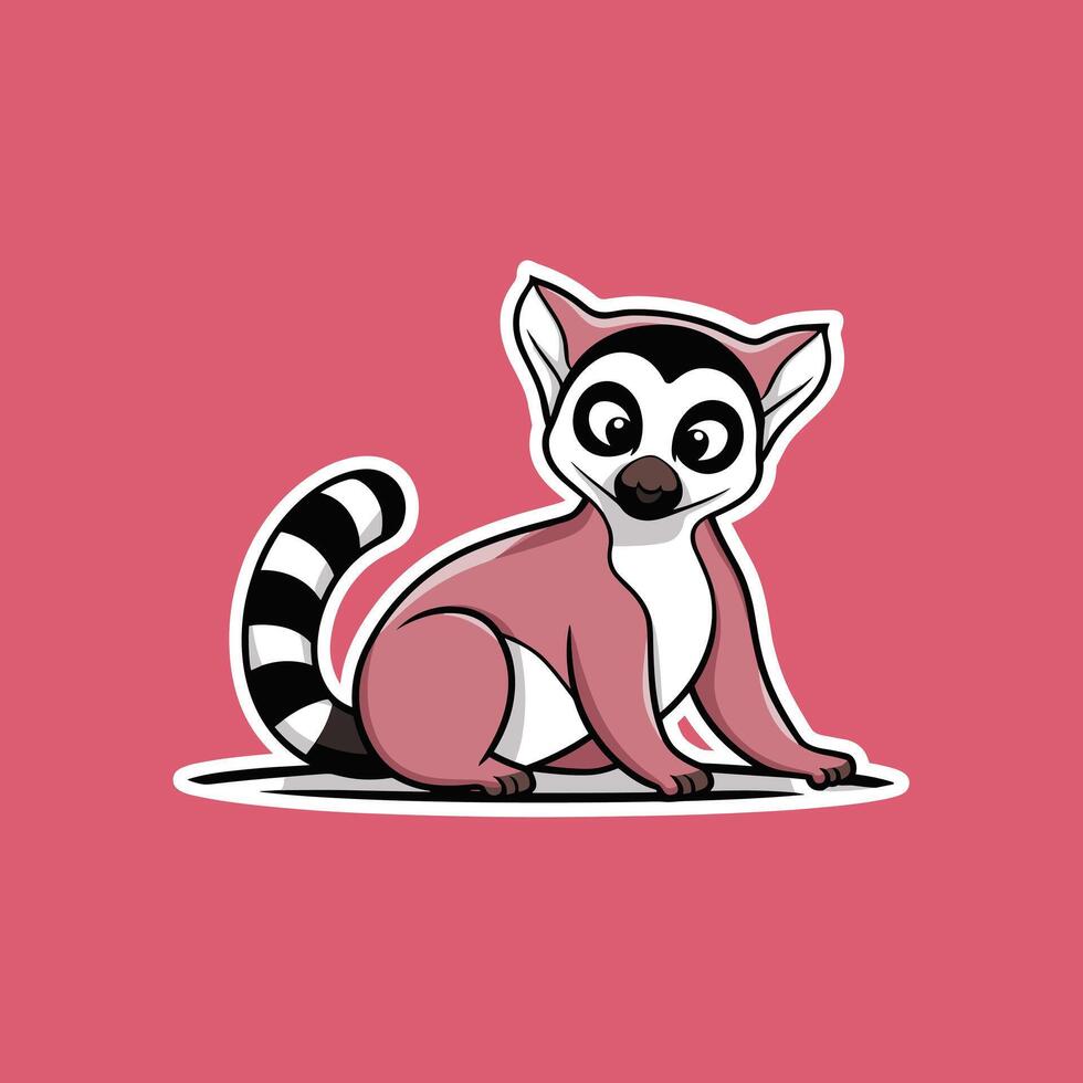 Collection of cute funny exotic lemurs isolated on white background. Set of adorable tropical animals or primates. Flat cartoon colorful illustration vector