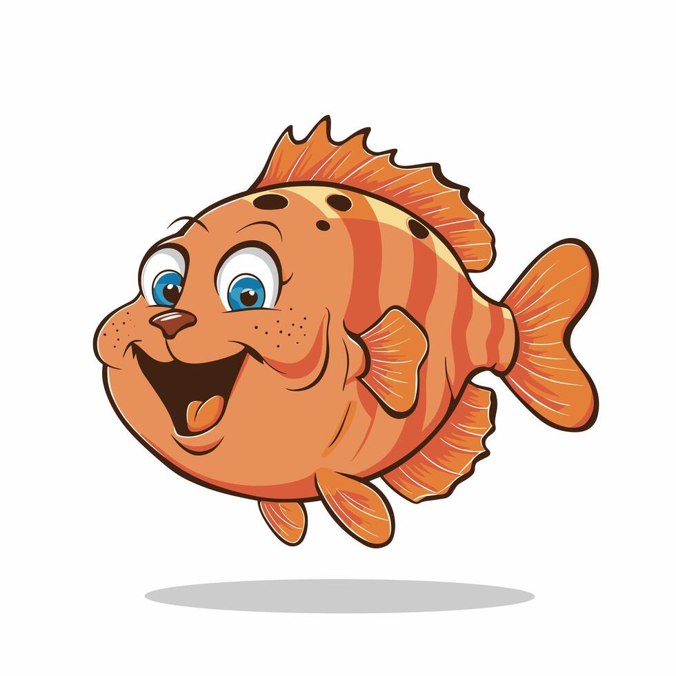 Cartoon happy catfish on white background vector