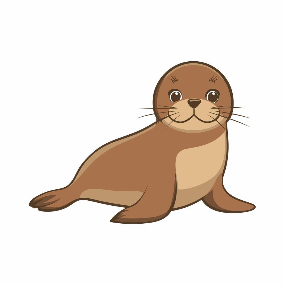 Cute seal cartoon animal design flat illustration isolated on white background vector
