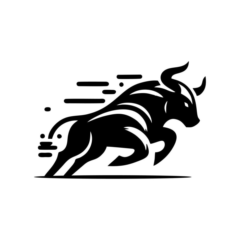 black and white bull logo. running bull logo vector