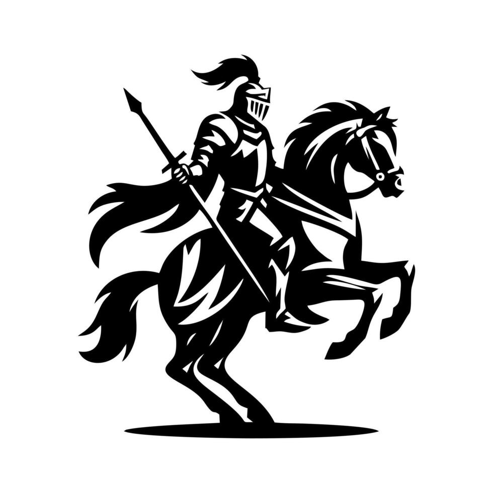 equestrian knight logo design. Horse warrior logo. war horse silhouette vector
