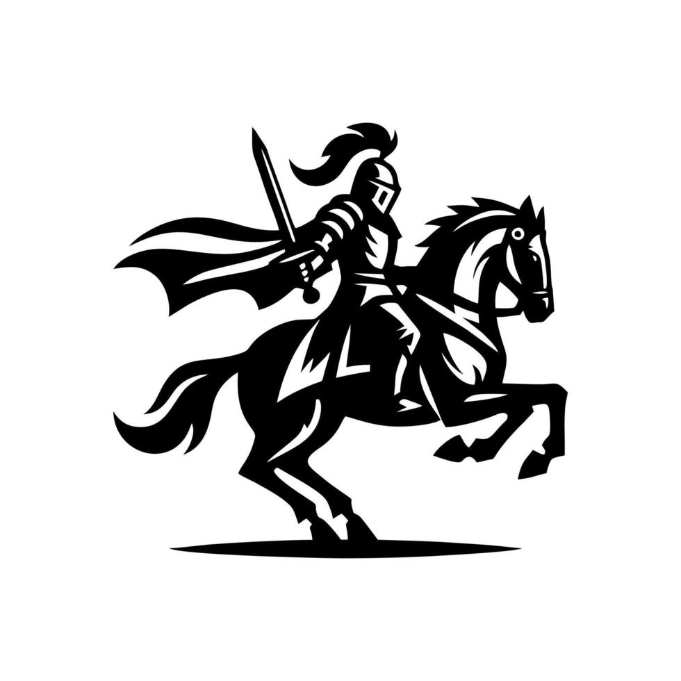 equestrian knight logo design. Horse warrior logo. war horse silhouette vector