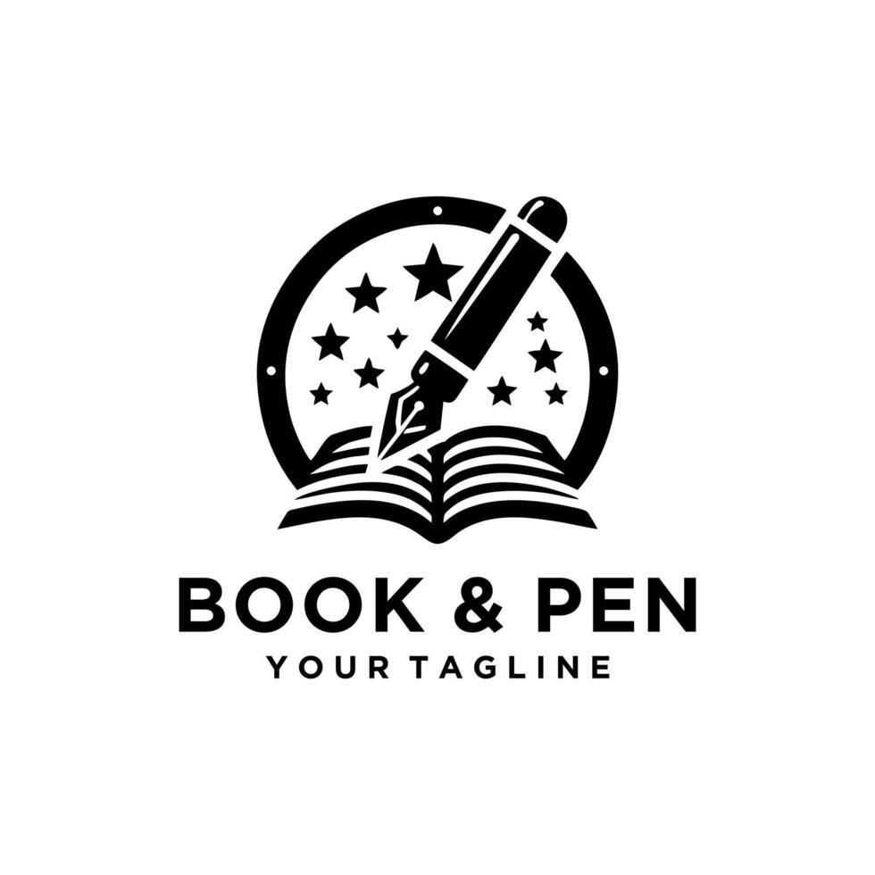 Note and quill logo design vector