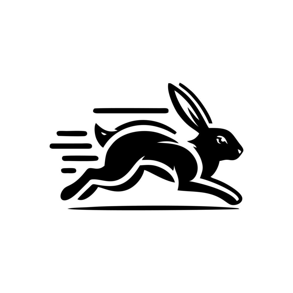 Logos of rabbit is running. Black bunny running logo concept. Rabbit logo design vector