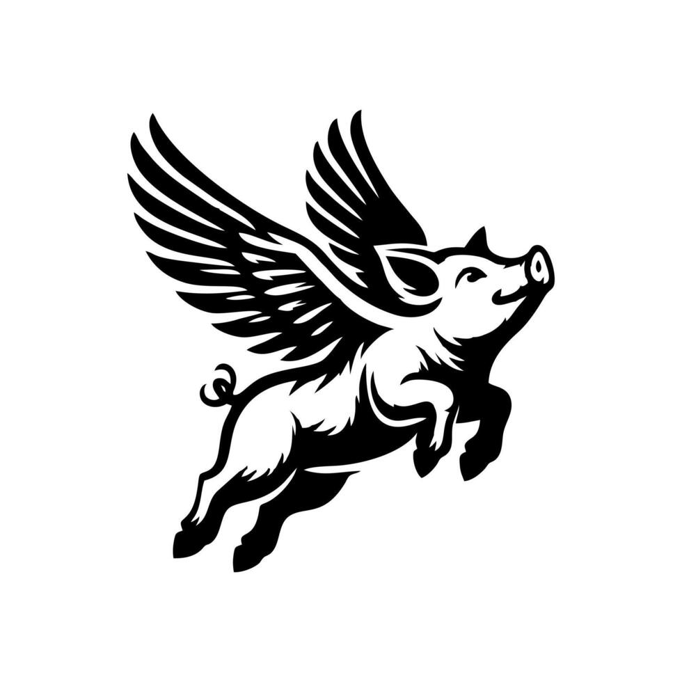 flying pig logo design, hog logo design vector