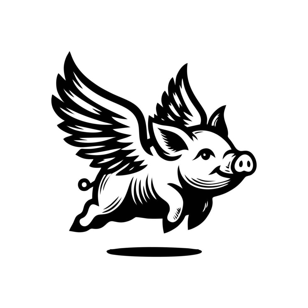 flying pig logo design, hog logo design vector