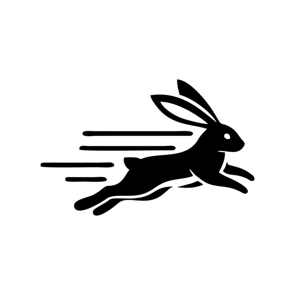 Logos of rabbit is running. Black bunny running logo concept. Rabbit logo design vector