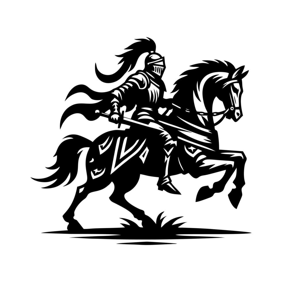 equestrian knight logo design. Horse warrior logo. war horse silhouette vector