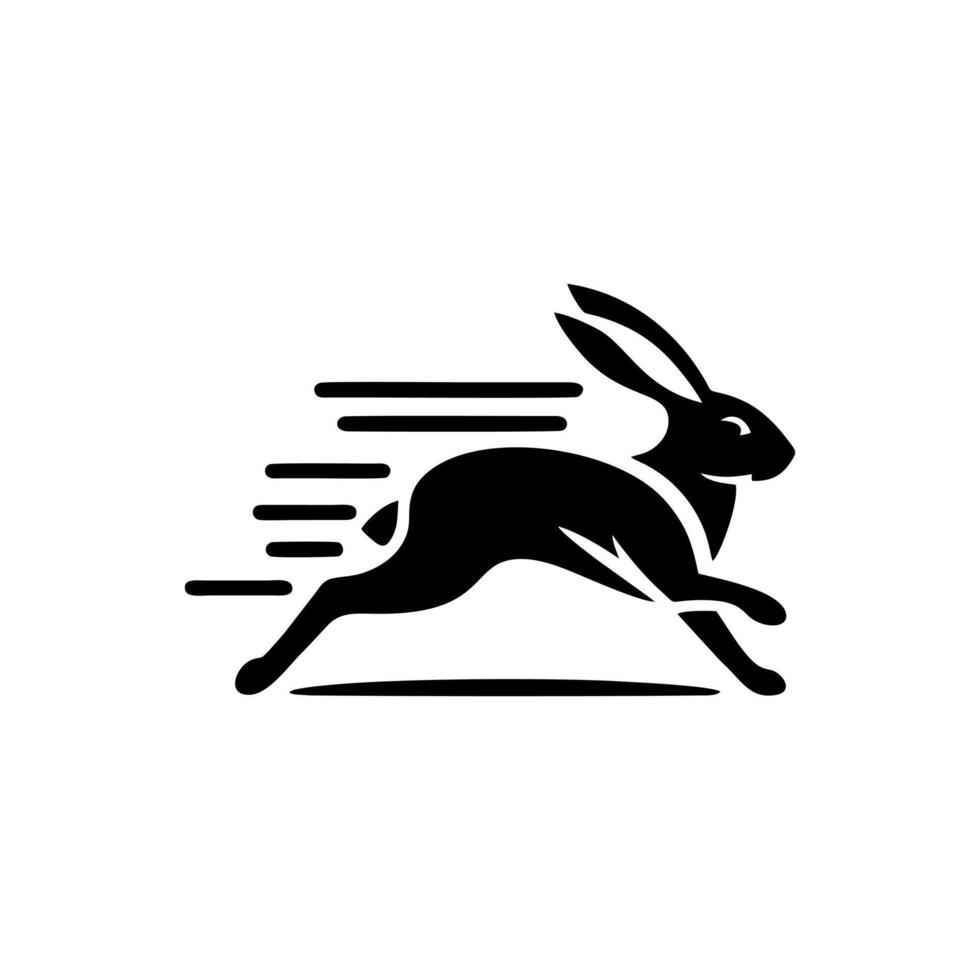 Logos of rabbit is running. Black bunny running logo concept. Rabbit logo design vector