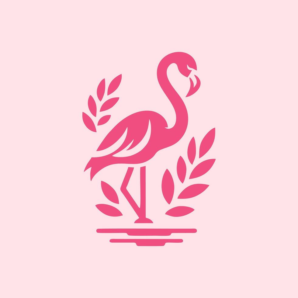 flamingo bird logo design, flamingo bird illustration, beautiful and elegant flamingo bird design vector