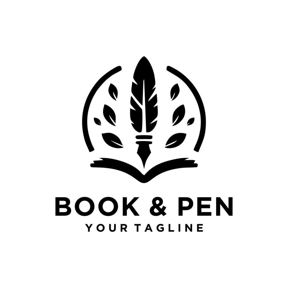 Note and quill logo design vector