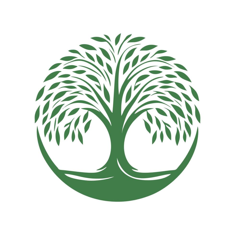 Root tree logo. Root of the tree logo symbol illustration design, oak tree vintage logo design vector