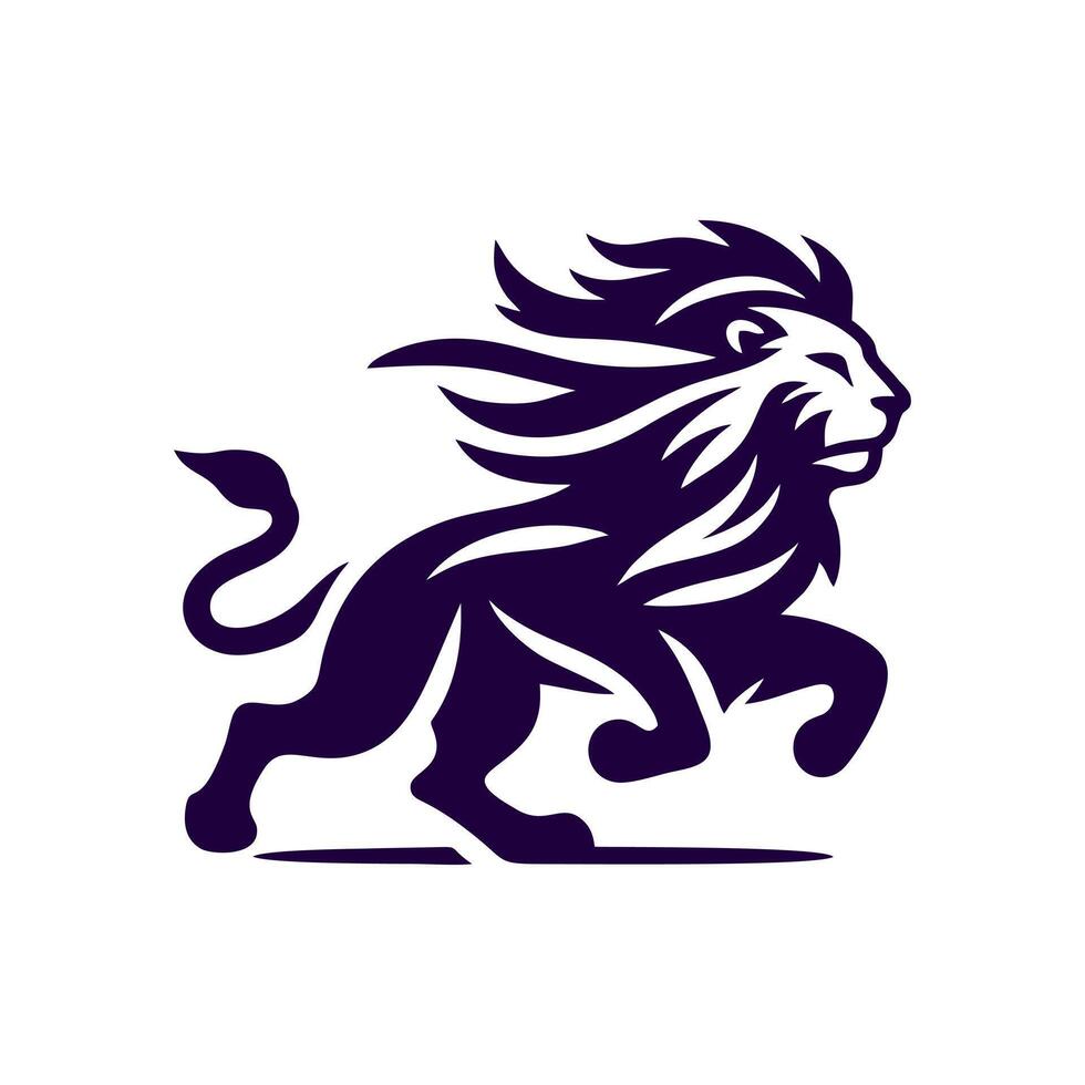 Running lion logo. Lion logo illustration vector