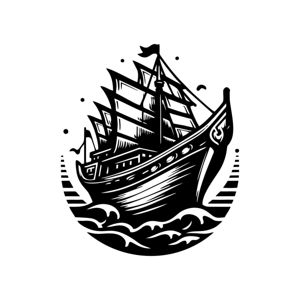 pinisi ship illustration, pinisi ship silhouette vector
