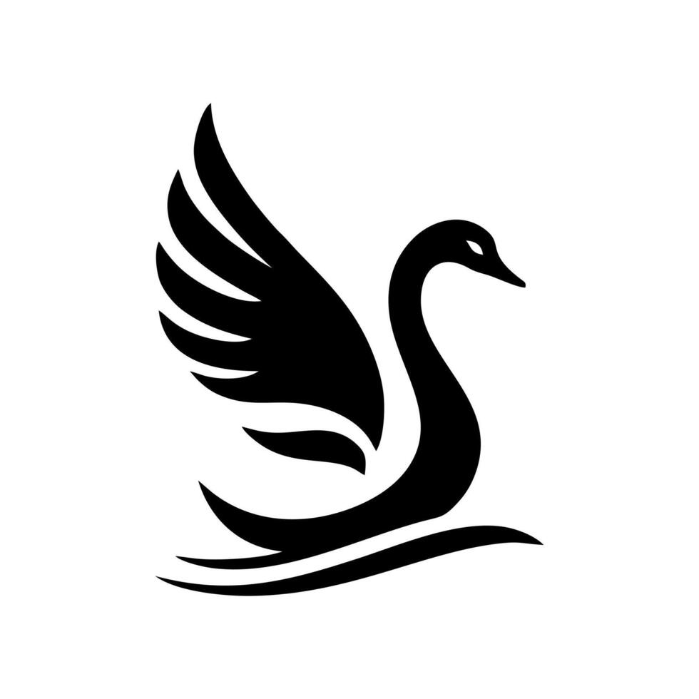 Black swan animal logo design, design illustration of a graceful swan vector