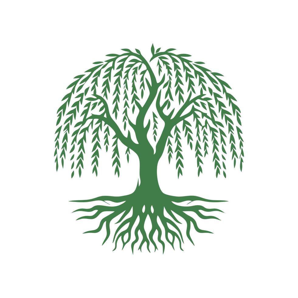 Root tree logo. Root of the tree logo symbol illustration design, oak tree vintage logo design vector