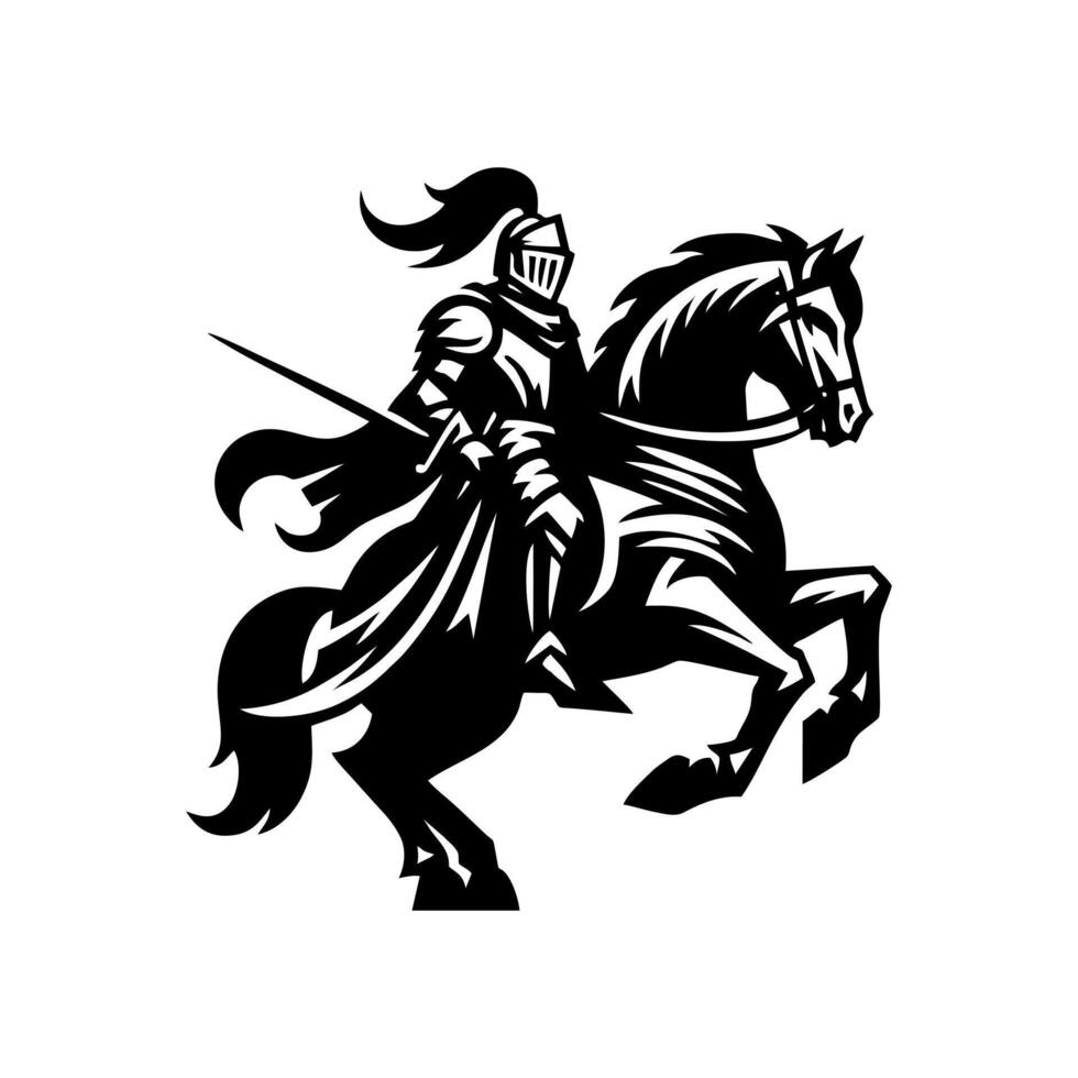 equestrian knight logo design. Horse warrior logo. war horse silhouette vector
