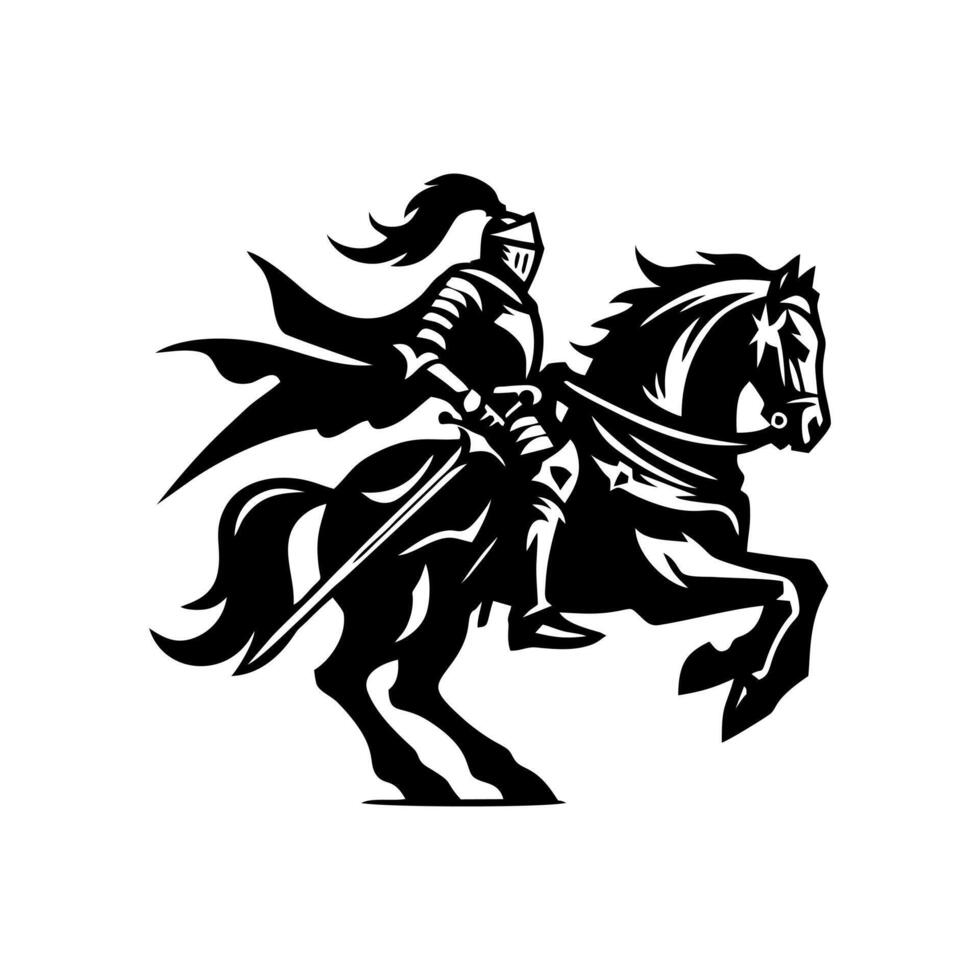 equestrian knight logo design. Horse warrior logo. war horse silhouette vector