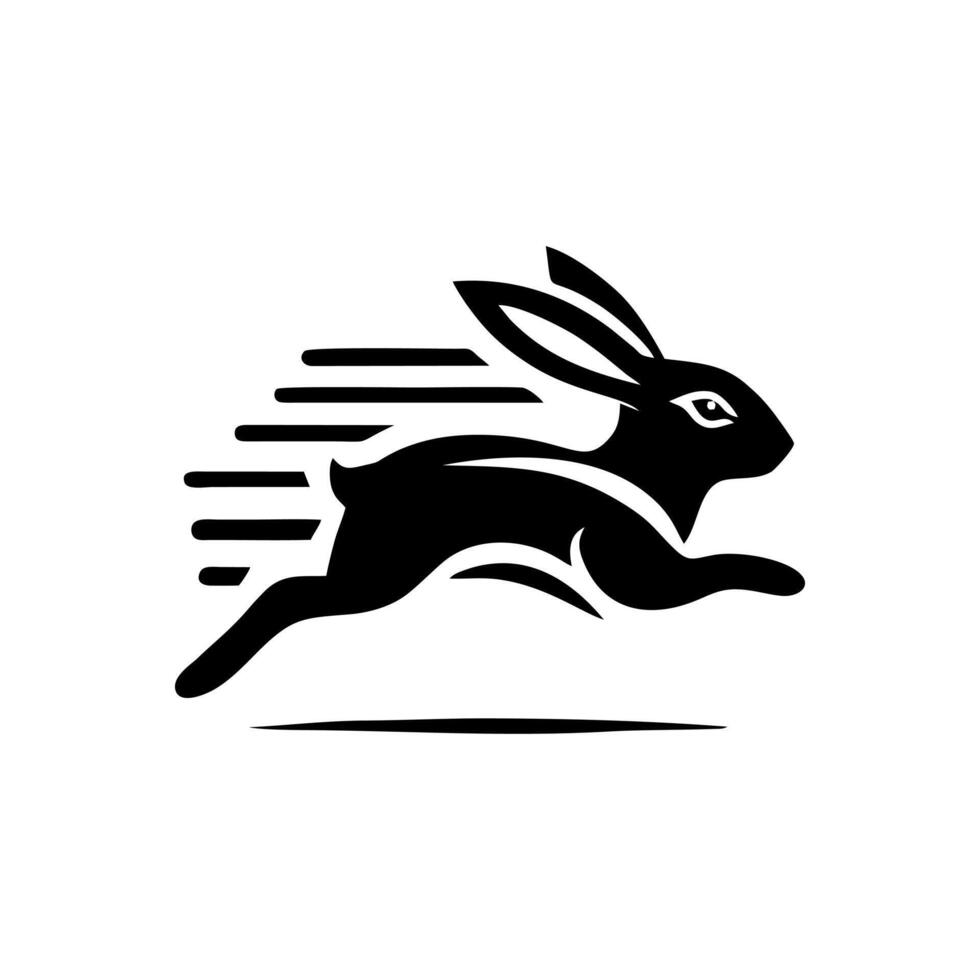 Logos of rabbit is running. Black bunny running logo concept. Rabbit logo design vector