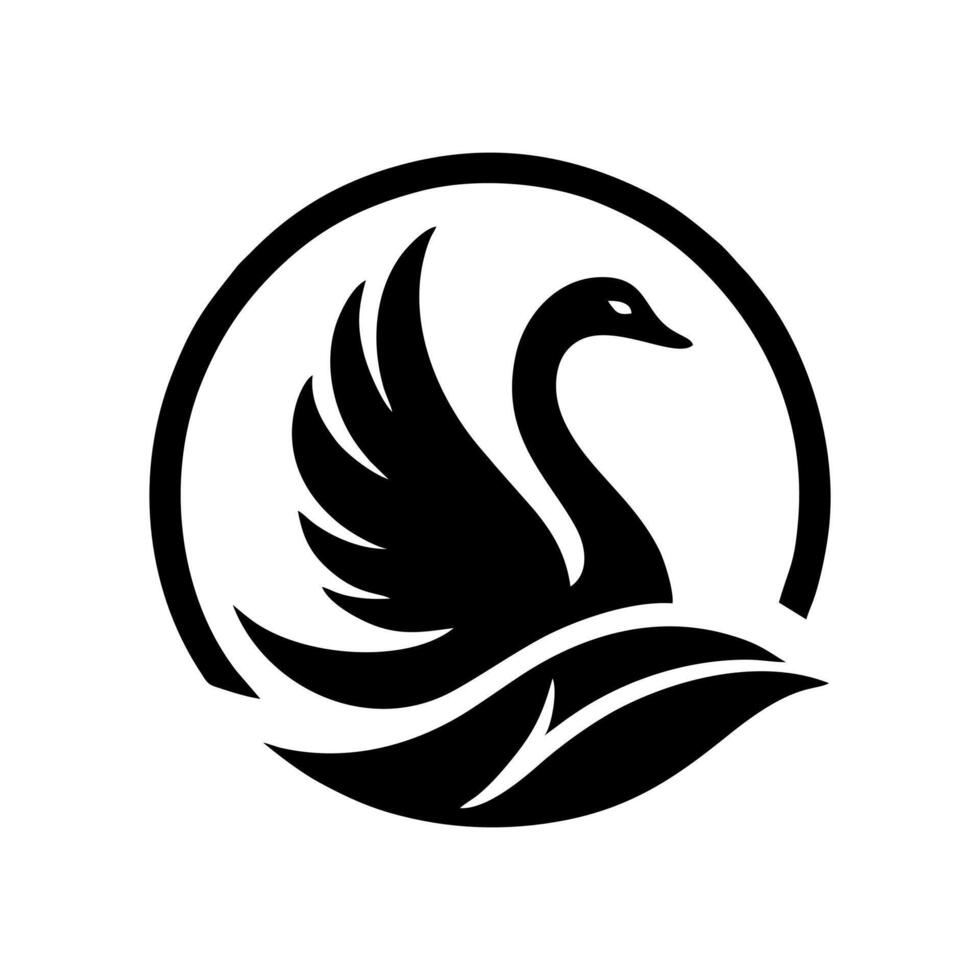 Black swan animal logo design, design illustration of a graceful swan vector