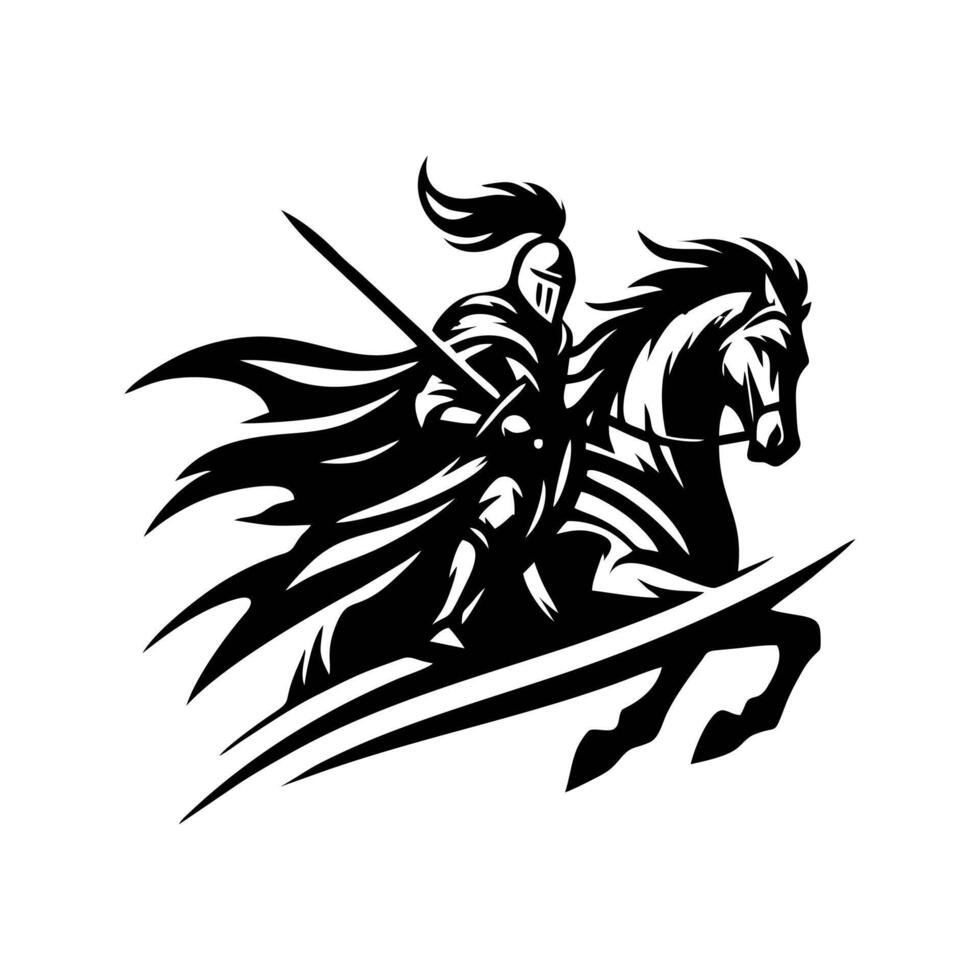 equestrian knight logo design. Horse warrior logo. war horse silhouette vector
