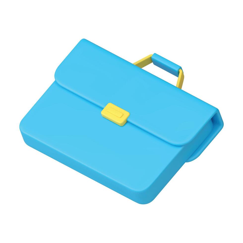 Briefcase business bag document folder luggage baggage with handle and lock 3d icon realistic vector
