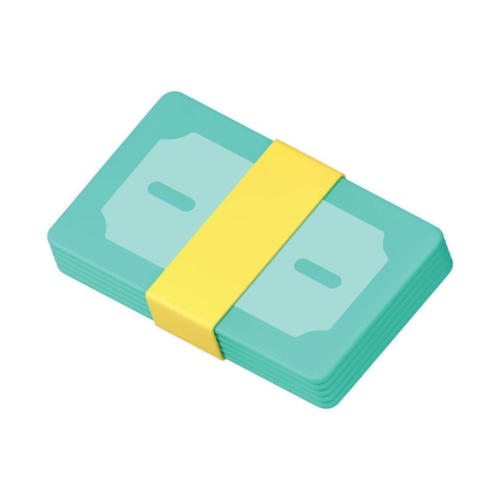 Dollar cash money stack pack savings wealth salary wages business currency exchange 3d icon vector