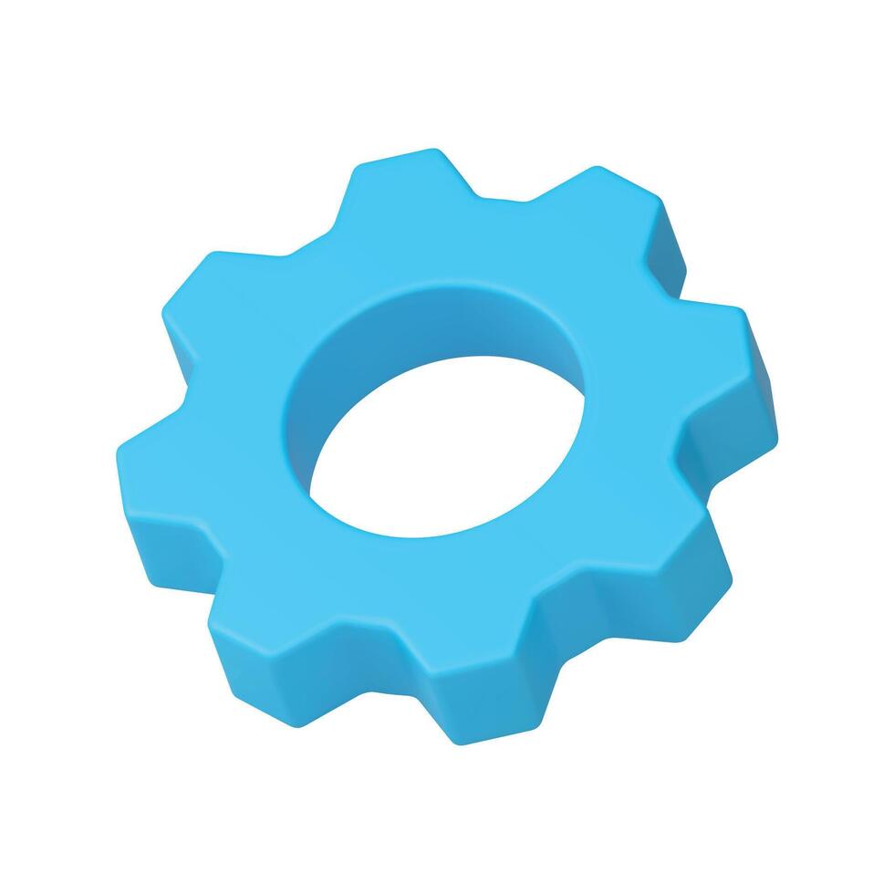 Gear cog wheel mechanism setting progress repair optimizing workflow 3d icon realistic vector