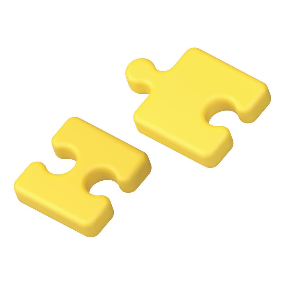 Puzzle piece apart yellow jigsaw detail separation incomplete connection 3d icon realistic vector