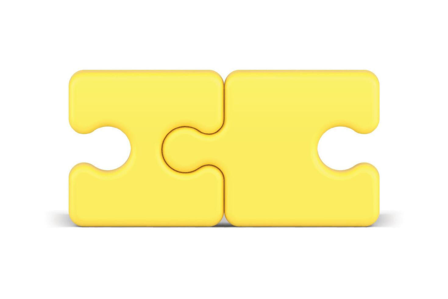 Puzzle piece yellow connected details partnership collaboration success teamwork 3d icon vector