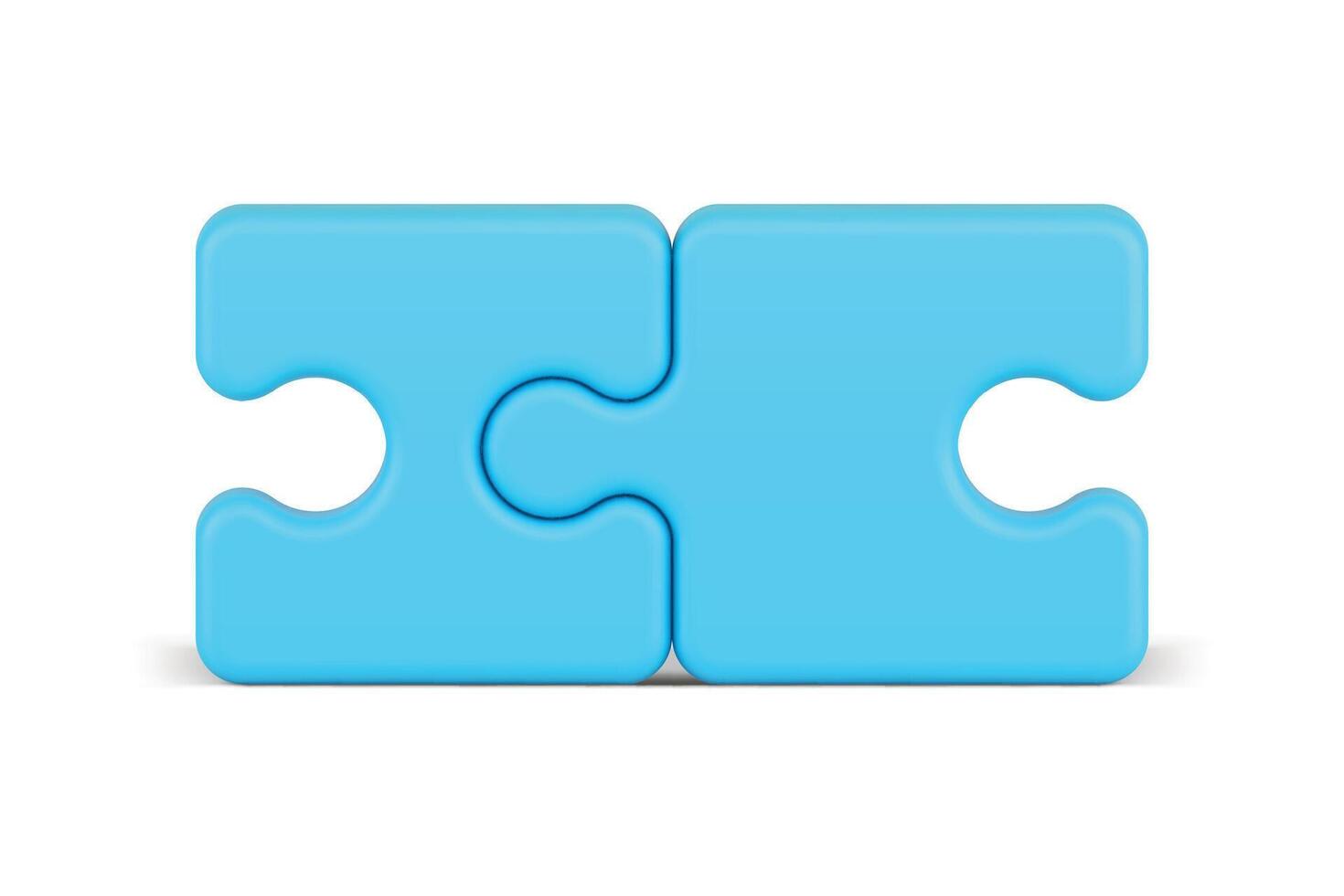 Jigsaw piece assembling team connect relationship blue details join collaboration 3d icon vector