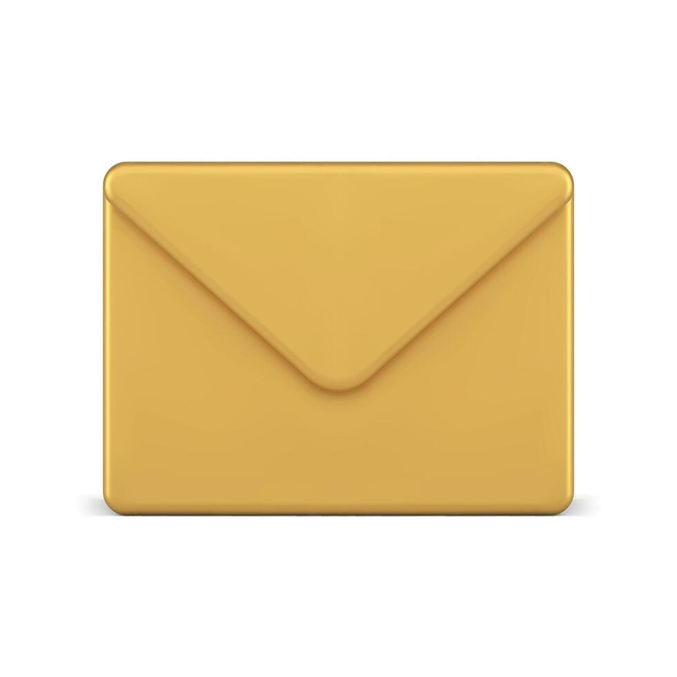 Letter envelope golden email incoming message internet communication 3d icon realistic vector