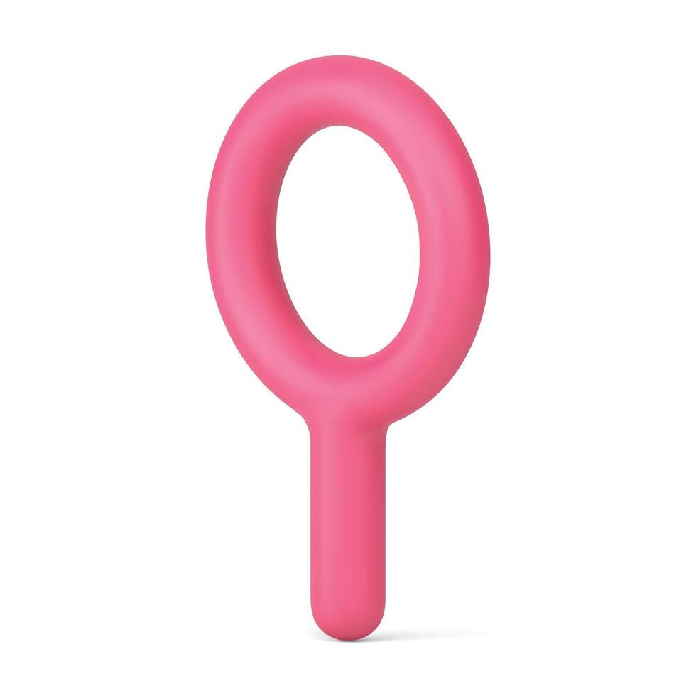 Magnifier pink loupe magnifying glass information internet browsing search discovery 3d icon vector