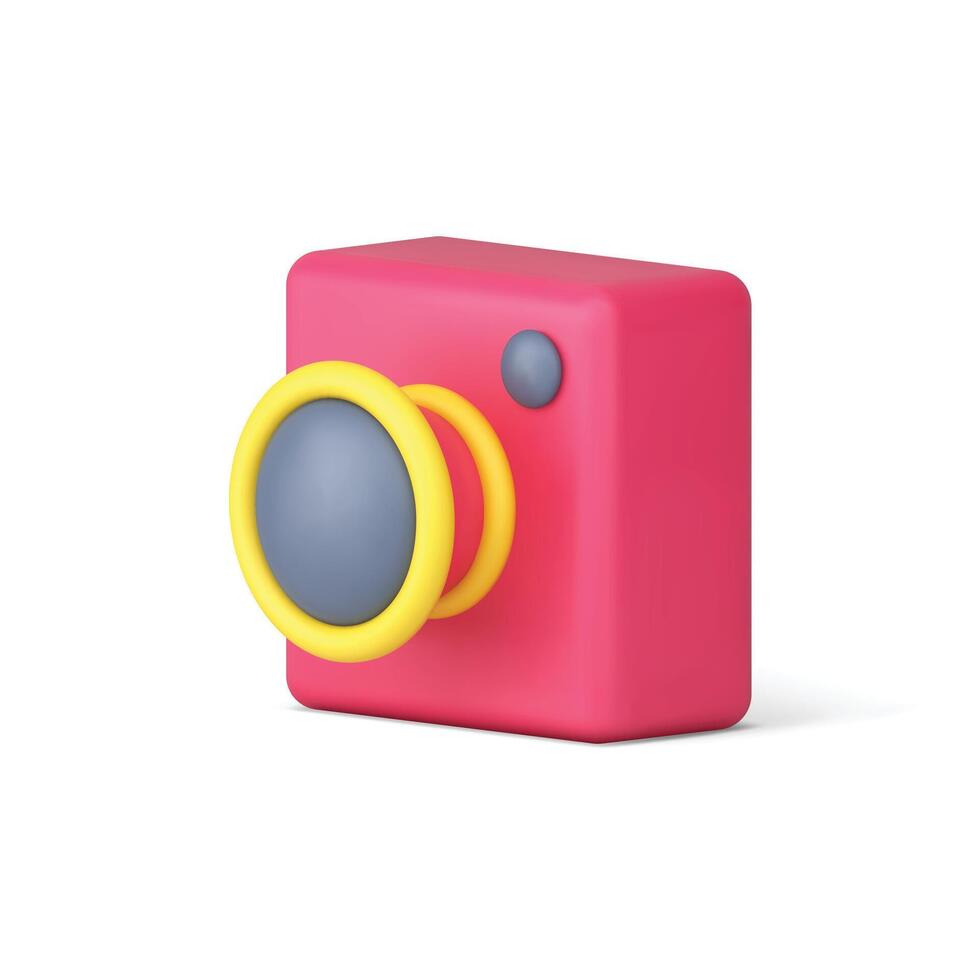 Camera photo optical vintage device zoom lens photography create isometric 3d icon realistic vector