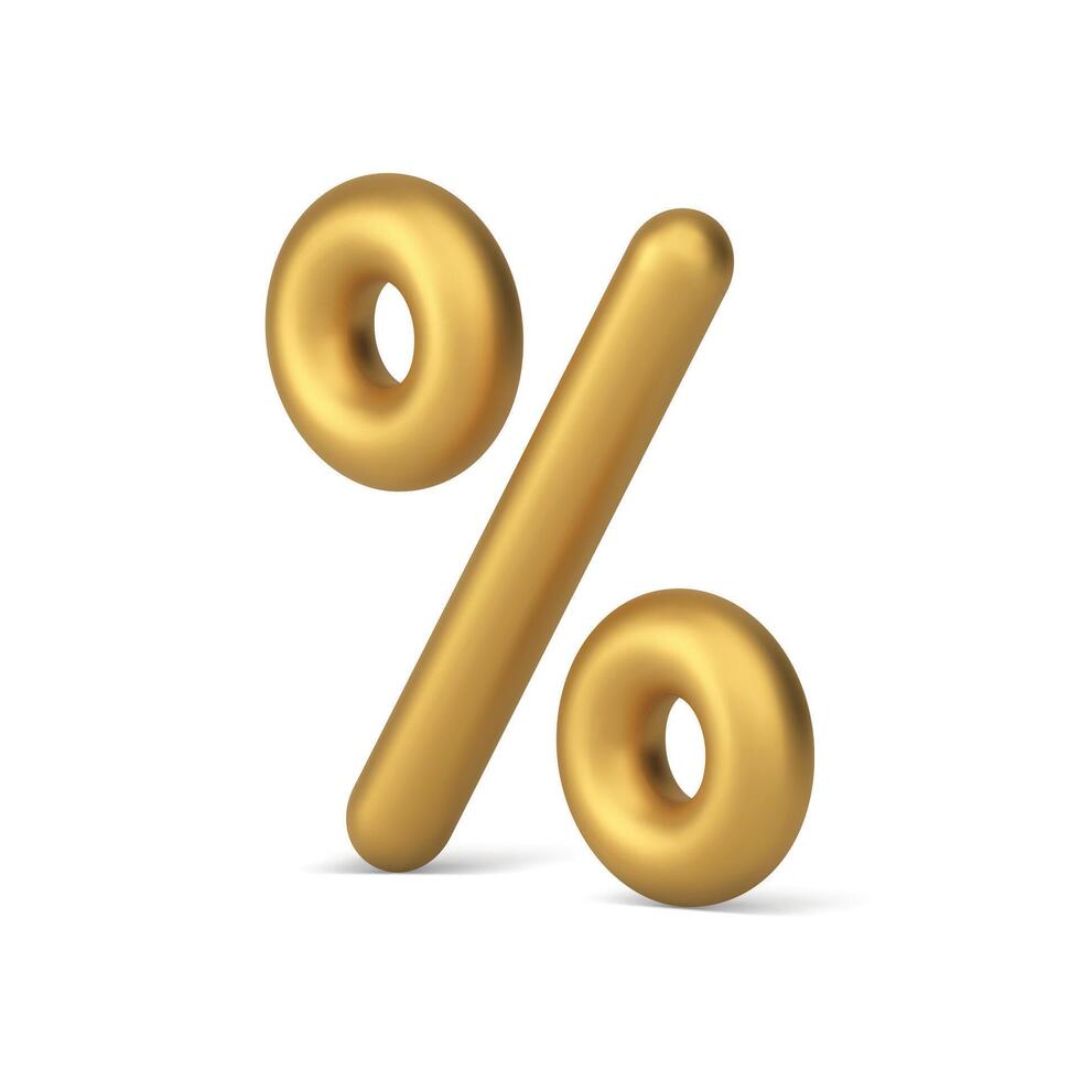 Percent golden sign business financial accounting shopping sale 3d icon realistic vector