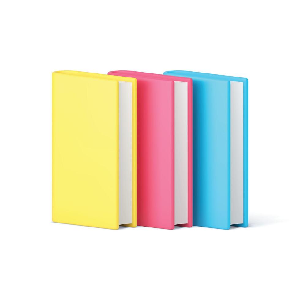 Book stack paper literature educational reading study information heap 3d icon realistic vector