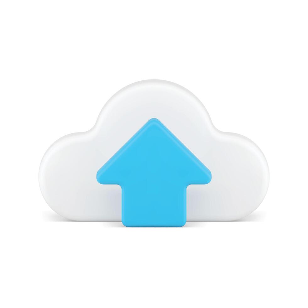 Cloud computing data storage upload digital information virtual transfer 3d icon realistic vector