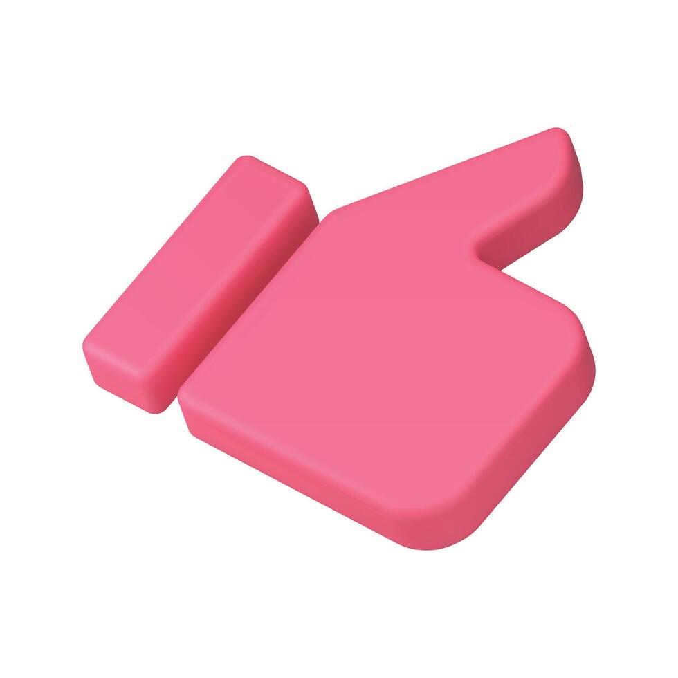Pink thumb up cool 3d icon positive confirmation like best choice solution realistic vector