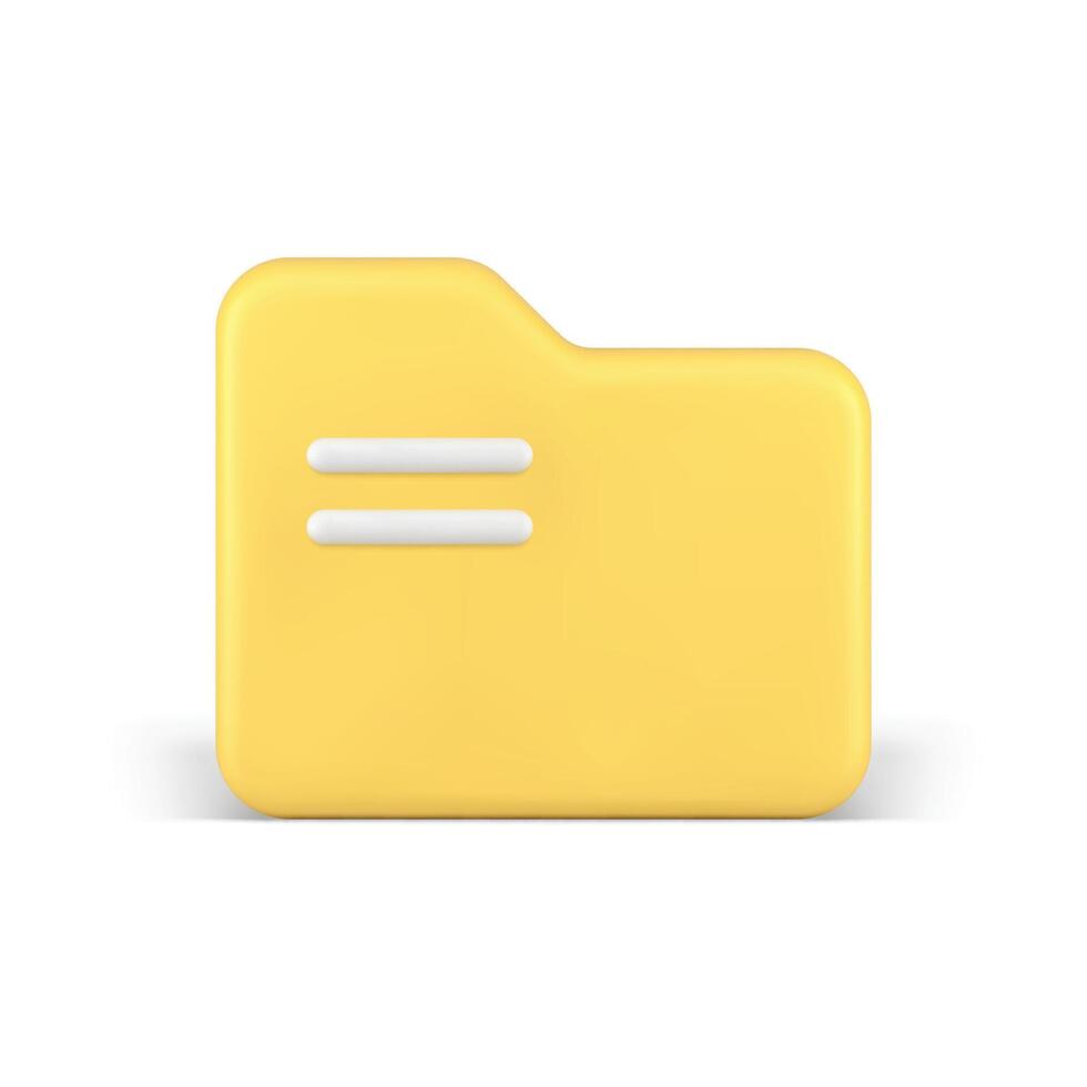 Folder yellow archive digital memory for data information storage 3d icon realistic vector