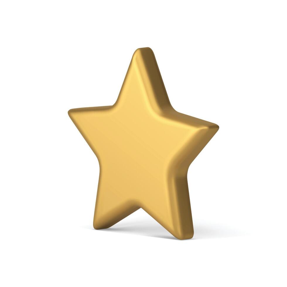 Star golden winner reward best quality service rating medal metallic badge 3d icon realistic vector