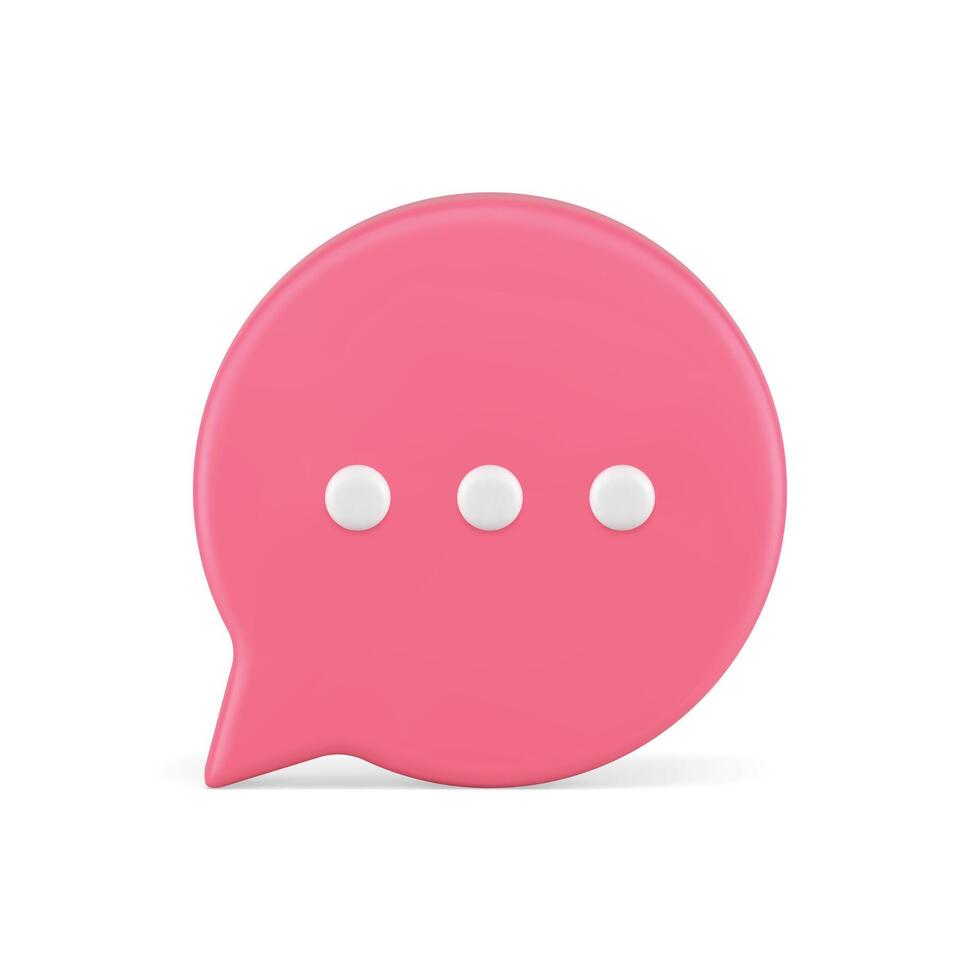 Thinking speech bubble social media chat message pink 3d icon realistic illustration vector