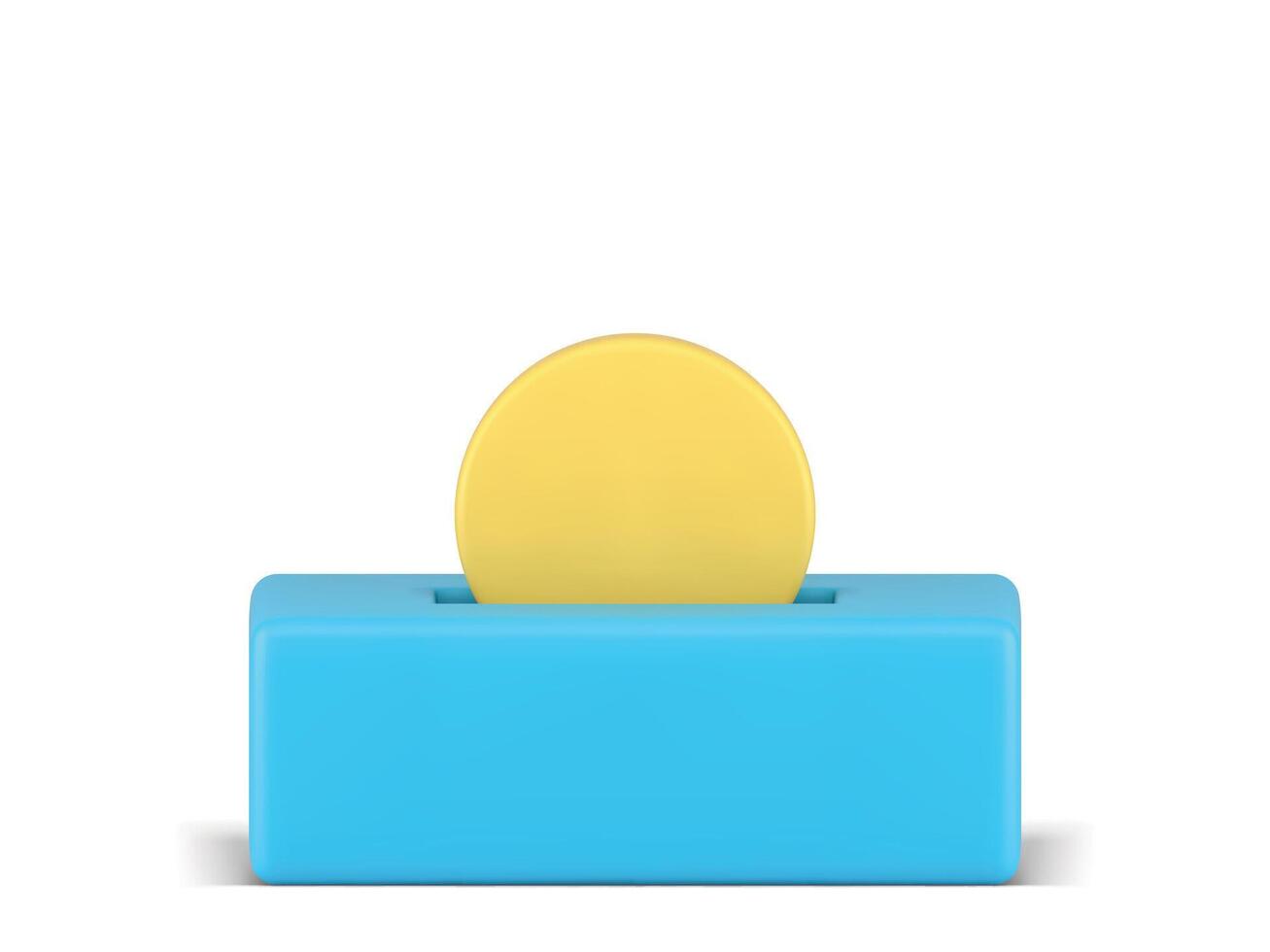 Tip box donate container with coin charity salary help financial income 3d icon realistic vector