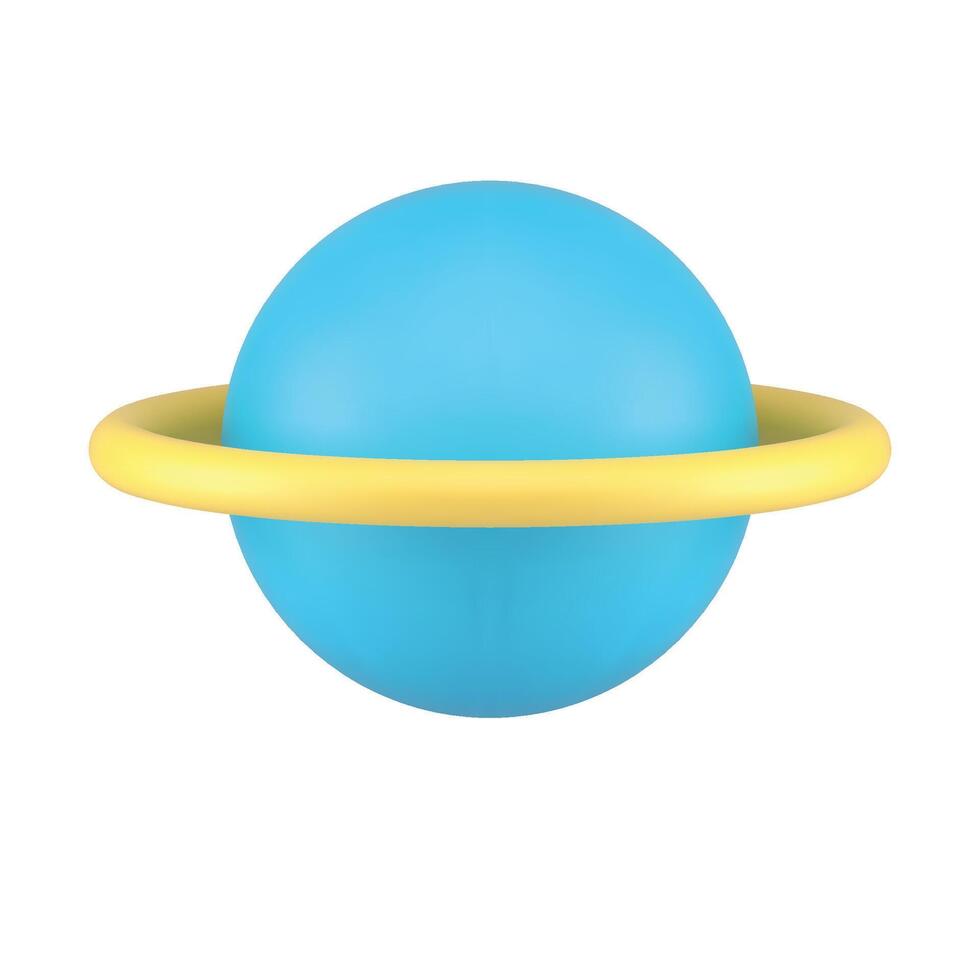 Blue planet ring orbit cosmology exploration science universe astrology gravity 3d icon vector