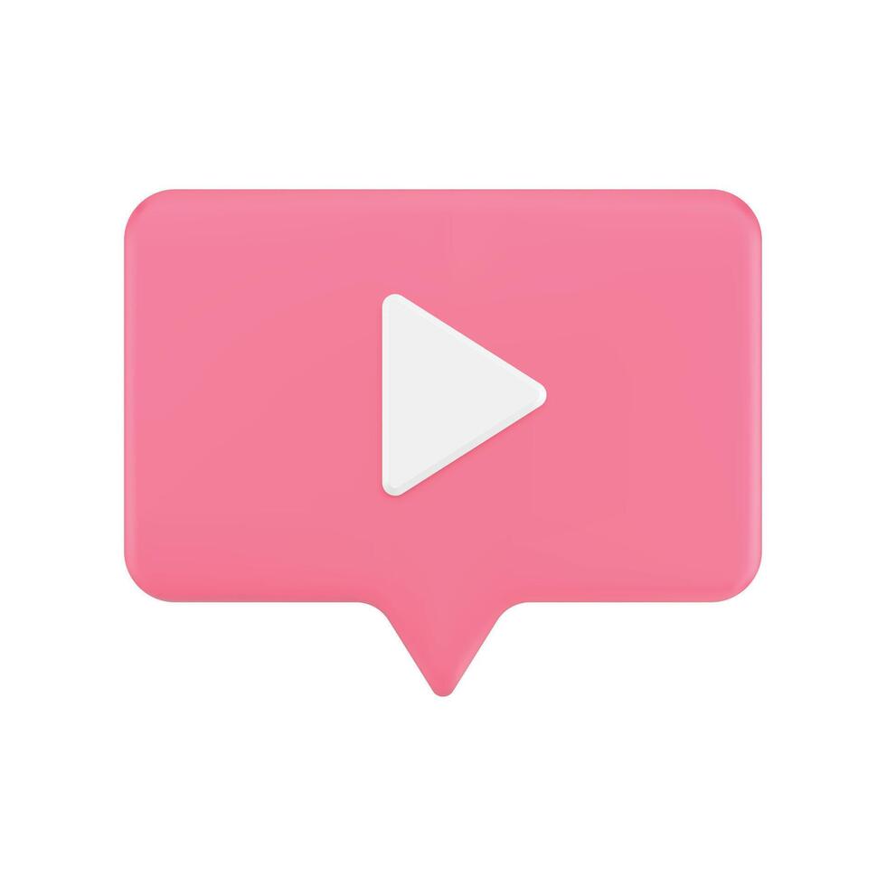 player pink speech bubble cyberspace alert media content live streaming 3d icon vector